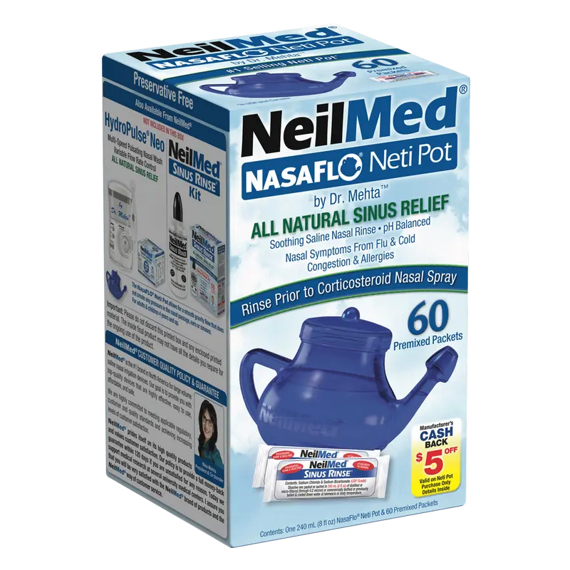 NasaFlo Neti Pot with 60 Packets