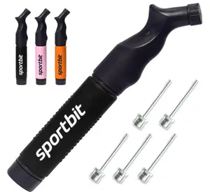 SPORTBIT Ball Pump for Sports Balls - Push & Pull Inflating System - Hand Pump for All Exercise Balls - Volleyball Pump, Basketball Inflator, Football & Soccer Ball Air Pump - Goes with 5 Needles Set