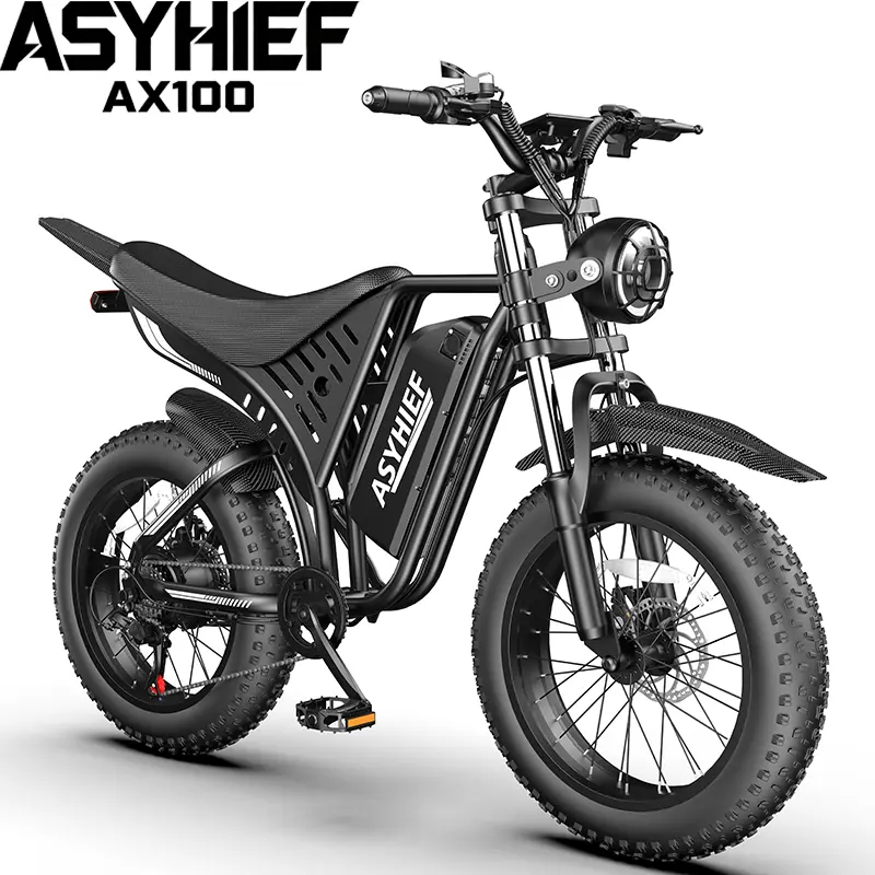 ASYHIEF AX100 3500W Peak Adult Off-Road Electric Bike, Max 35MPH, 48V 15.6AH UL2849 Removable Battery, 20"×4" All-Terrain Fat Tires, Dual Disc Brakes, LCD Screen & NFC Keyless Unlock, 330LBS Max Load Waterproof E-Bike for Road, Sand, Mountain & Snow