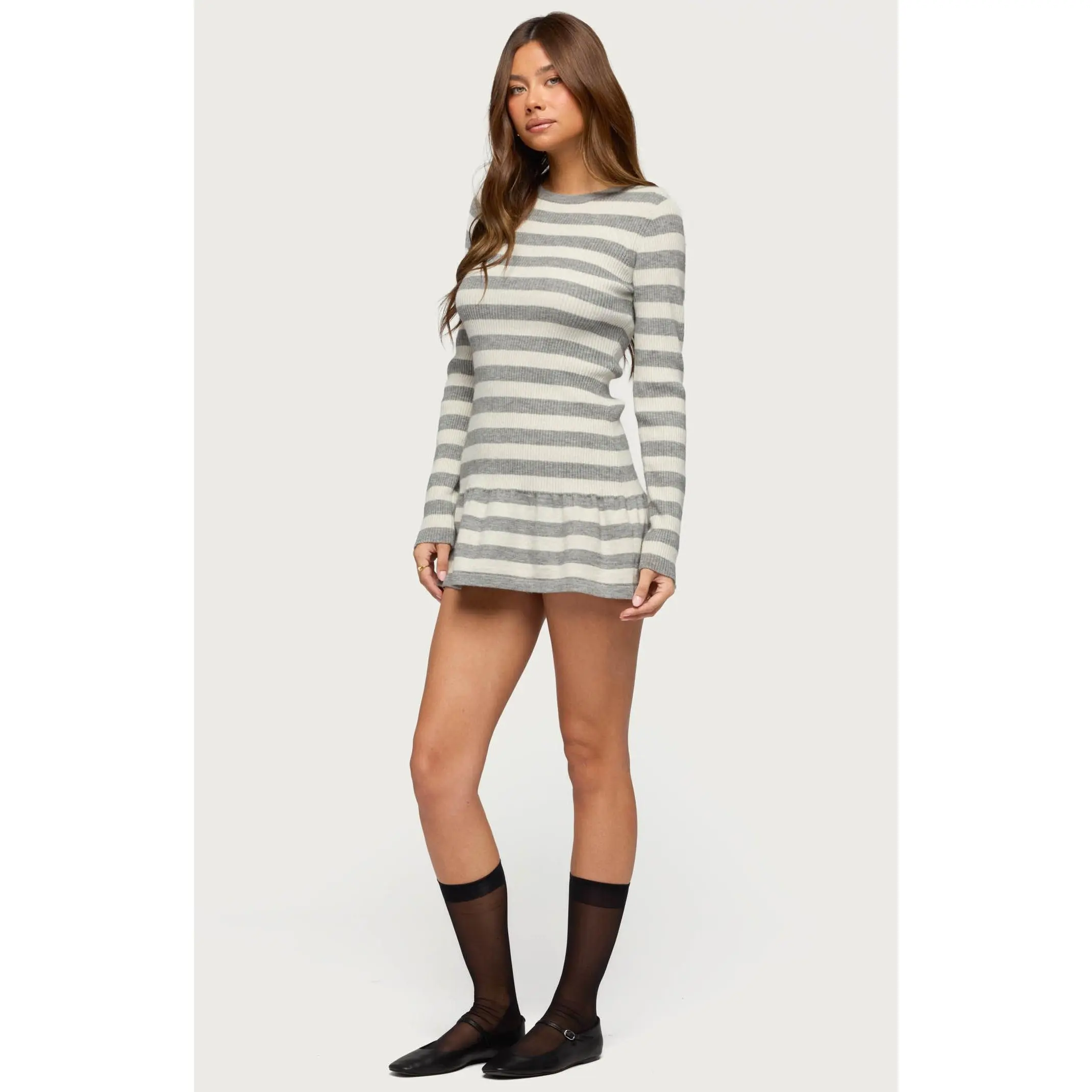 Edikted Women's Caisyn Striped Ribbed Knit Mini Dress