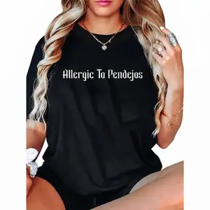 Cotton Unisex Allergic To Pendejos Latin Spanish Slang Funny Sarcastic T-Shirt Vintage Graphic Distressed Tshirt