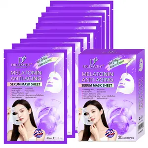 Melatonin Anti Aging Facial Mask Sheet Facial hydration in all seasons, daily facial care, skin rejuvenation and moisturizing, easy to absorb, non greasy. Men and women can use it for travel, portable, 10 tablets/box