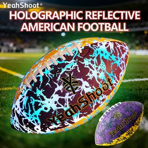 YeahShoot Holographic Reflective football American Rugby Ball Enhanced Visibility Anti-Slip Waterproof Wear-Resistant Ideal for Adults Teenagers Sports Competition Gift