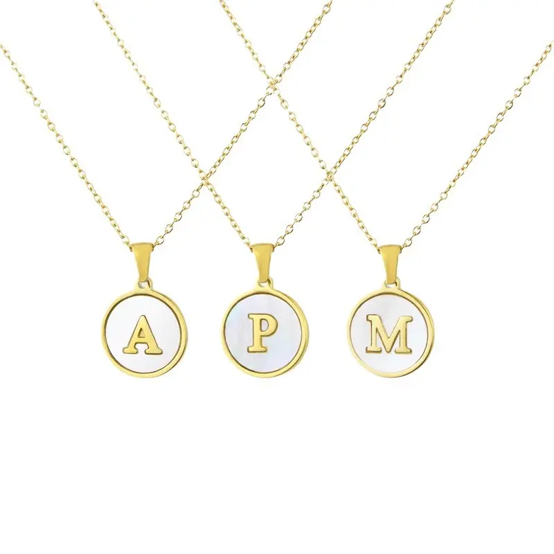 MDFUN Viral A-Z Initial Shell Necklace for Women  18K Golden Plated Brass Pendant Jewelry  Quiet Luxury Trend