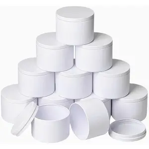 12 PCS 8 OZ Premium Matte Full Golden Candle Jars with Lids Bulk Empty Candle Container (White)