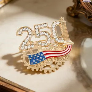 American 250th Anniversary Brooch Pin, Patriotic Rhinestone Lapel Pin for Men and Women, USA Independence Day Flag Brooch for Suit, Jacket, Collar, Memorial Events, Holiday Outfit and 4th of July Accessories