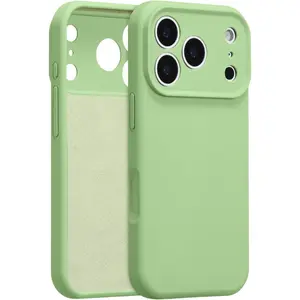 for iPhone 17 Pro Max Case Silicone,with [Full Camera Protection][Soft Anti-Scratch Microfiber Lining],Liquid Silicone Ultra Slim Shockproof Phone Case for Men Women Girls-Matcha