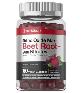 Horbäach Nitric Oxide Beet Root Gummies | 60 Chews | with Nitrates, Vitamin C & Black Pepper | for Men & Women | Strawberry Flavor | Vegan, Non-GMO, Gluten Free Supplement