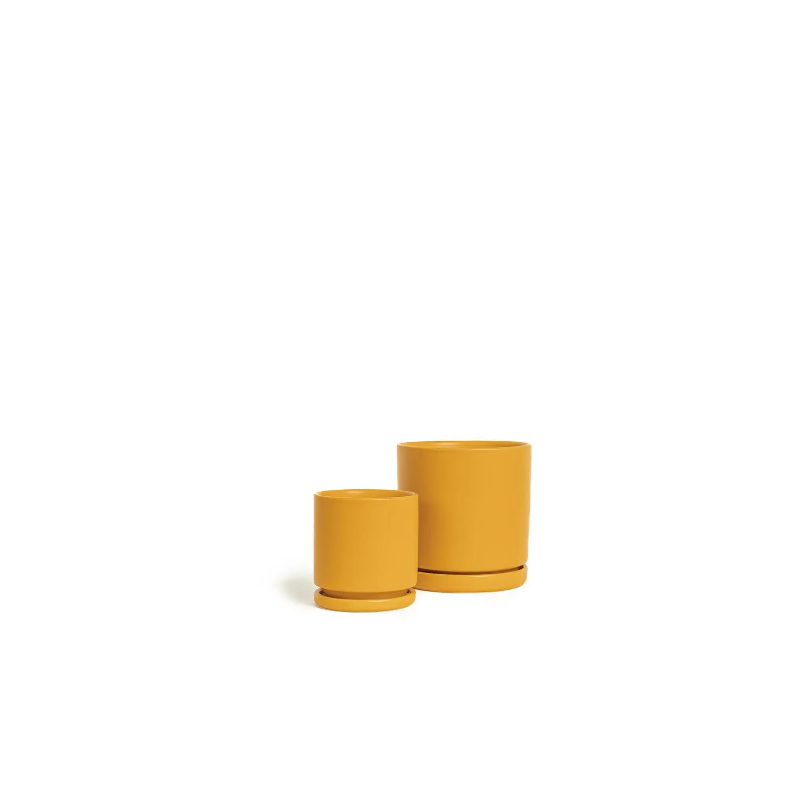 4.5" & 6.5" Paired Set - Gemstone Cylinder Pots with Water Saucers $55.00