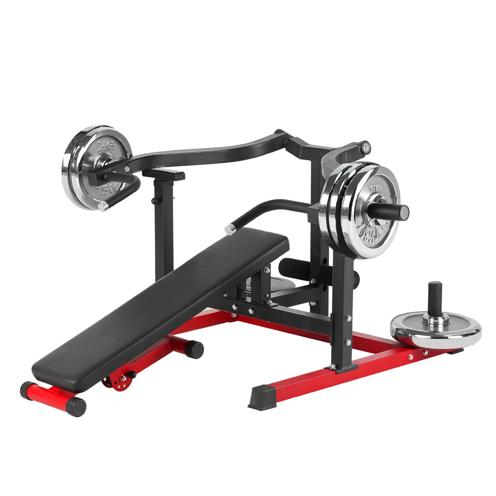 VEVOR Chest Press Machine, Carbon Steel Construction, 450 lbs Load Capacity, Adjustable Flat-Incline Bench, Independent Converging Arms, 34.4 kg/76 lbs Compatible, Foldable, Wider Seat, Ergonomic Design, Personalized Adjustments, Durable Security Features