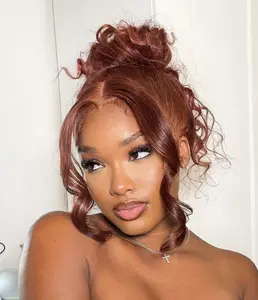 [ New Product ] KEPHARE 200% Density Curtain Bangs Glueless wigs 100% Human Hair Chestnut Color Face- Framing Pre Cut Pre Bleached 13x6 Lace Closure Wigs Ready To Go Chocolate Brown Body Wave Transparent Lace Front Wigs
