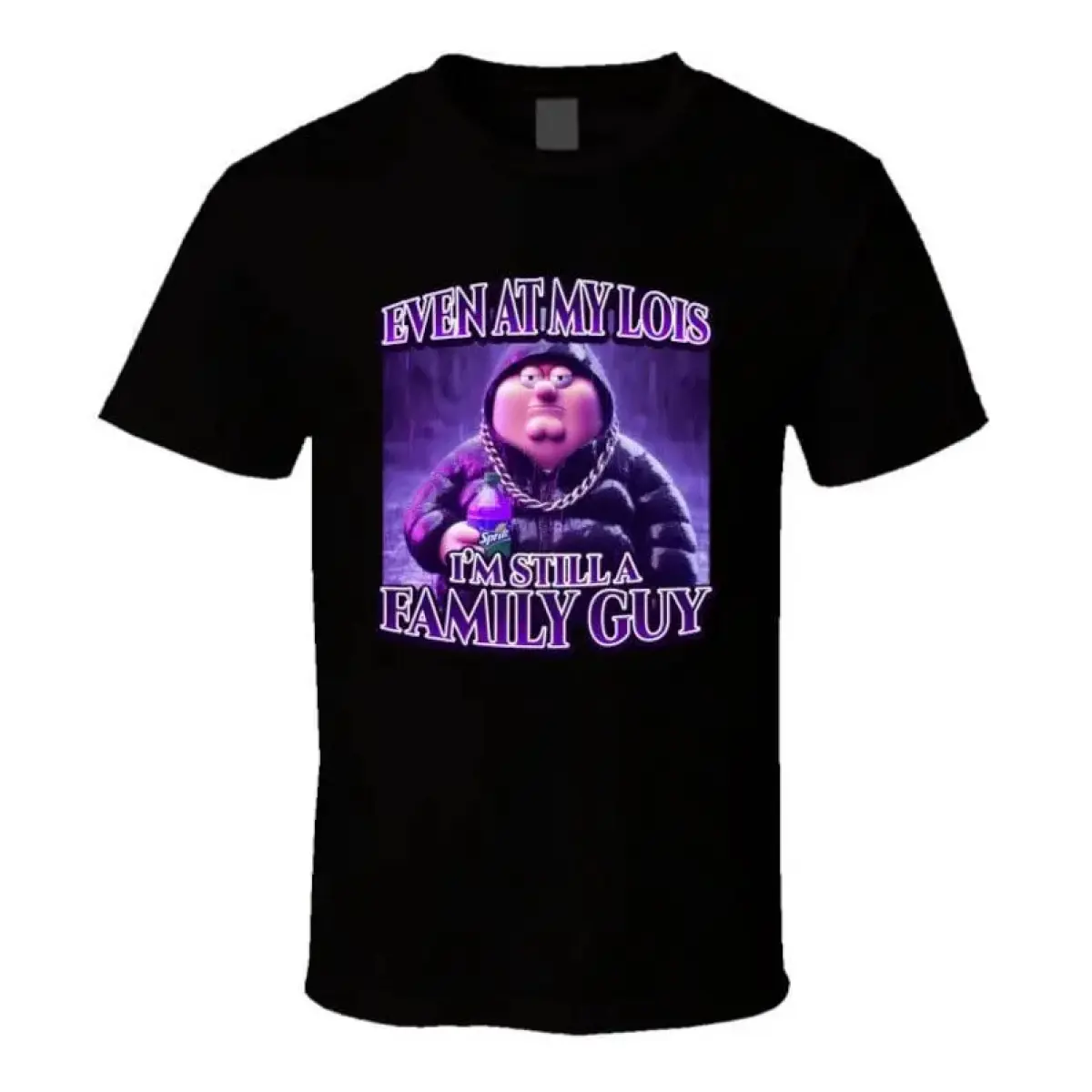 Men's 2026 Summer Unisex Short-Sleeve Basic Casual Top, Funny Family Guy Peter Griffin "Even At My Lois Im Still A Family Guy" Sippin Lean TikTok Meme Shirt, HD Graphic, Draped, Breathable Soft Gift Tee, Boxy Cut, TV-Themed