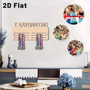 1pc I Love Running Versatile Creative Medal Display Rack Trophy Shelf, Wooden Sports Medal Holder- Wall Mounted Display Stand, Hanging Modern Organizer, Perfect Gift For Easter Valentine's Day, Birthday, wedding, Father's Day Mother's Day
