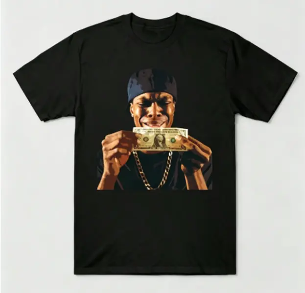 Unisex Hip Hop Streetwear T-Shirt with Vintage Dollar Bill Portrait Graphic, Casual Short Sleeve Cotton Rap Theme Top