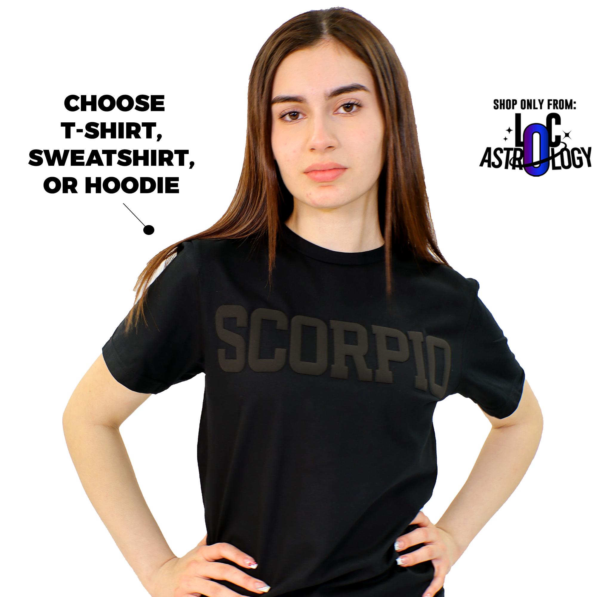 Black Zodiac Puff Print Top Unisex, Choose T-Shirt, Sweatshirt or Hoodie, Astrology Apparel
