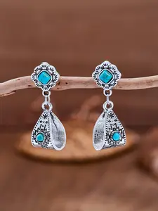 Vintage Western Turquoise Earrings, Bohemian Ethnic Geometric Design, Western Theme, Geometric Shape, Women's Jewelry for Daily Wear, Festive, Party, Gift, Gift Ready