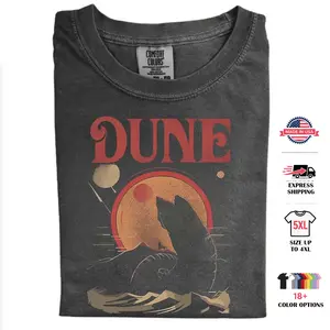 The Retro Dune Sandworm Comfort Color Tee Ring Spun Cotton Casual Soft Washed T-Shirt Trendy Tops for Perfect Gift