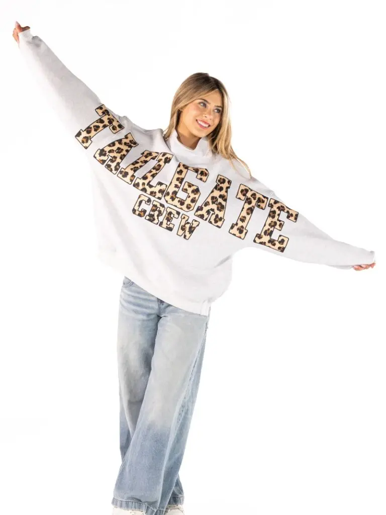Simply Southern Tailgate Mock Neck Pullover Crew Oversized Sweatshirt