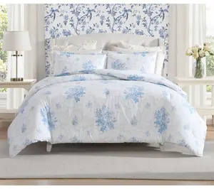 Laura Ashley Sophia Blue Cotton Full/Queen Duvet Cover Set