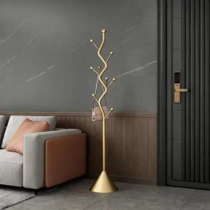 Tree-shaped coat rack stand,Metal coat tree with 8 Hooks and sturdy cast iron base,Heavy Duty coat rack freestanding coat hanger stand for Clothes Hats Scarfs Purses (gold)