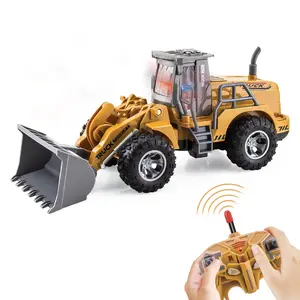 Remote Control Engineering Loader Toy, Rc Construction Truck, 6 Function Simulation Bulldozer with Lights, Kids RC Car Model Suitable for Ages 6+, Requires Batteries Not Included