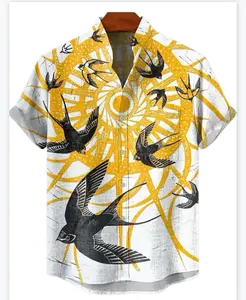 Kyn Apparel Men's Short Sleeve Summer Shirt Fishing Fans Fashion Clothing Fish Print Comfortable Linen Fabric Top New Collection