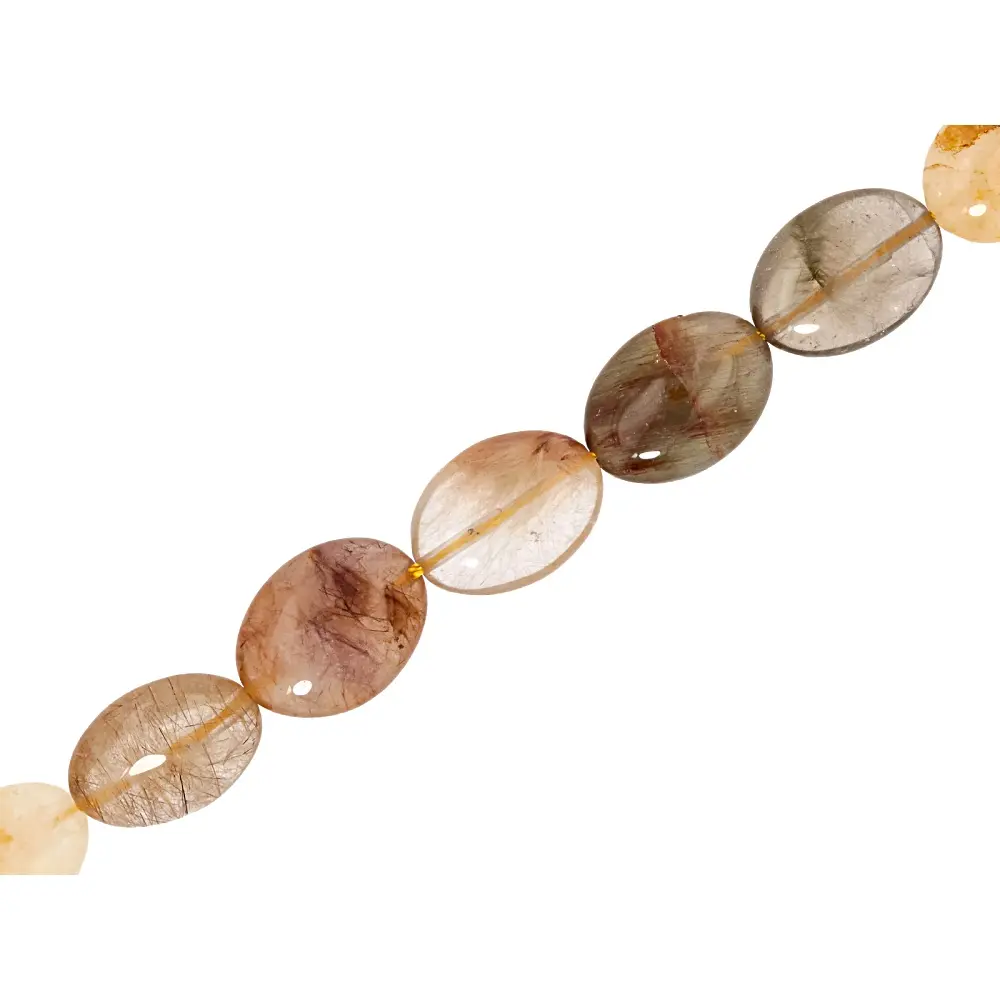 JTV Multicolor Rutilated Quartz 13x18 Oval Bead Strand 15 inches