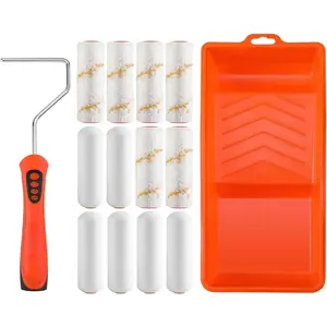Roller Kit, 14- 4 Inch  Roller Kit with High-Density   Rollers, Microfiber  Rollers,  Tray for Painting Cabinets, Doors, Craft Work