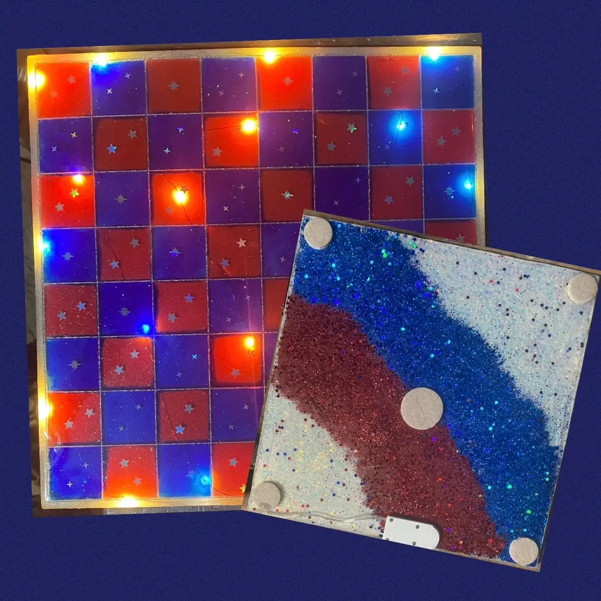 Lighted chess/checker board