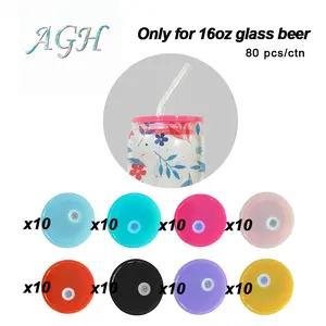 USA 80pcs Mix Colored Plastic Lids for 16oz Sublimation Glass Tumbler Glass Cans, Cups Accessories Lids Replacement for 16oz glass tumblers