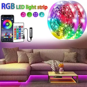USB Powered LED Strip Light with 24 Key Remote Control, APP Control, RGB Color Changing, Bendable Design for Home Theater, Gaming Room Decor, Dimmable Led Lights