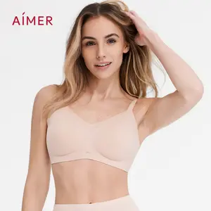 AIMER SkinVeil Wireless Seamless Bra – V Neck Breathable Comfort, Asian Fit (Runs Small, Size Up for US Fit)