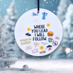 Where You Lead I Will Follow Ornament Durable Mica Material 2.87 Inches Ideal for Fans Adds Festive Charm and Unique Style to Your Seasonal Decor Round Design Gift Ready Packaging Ceramic Christmas Lightweight Glossy Magical Tree Decoration