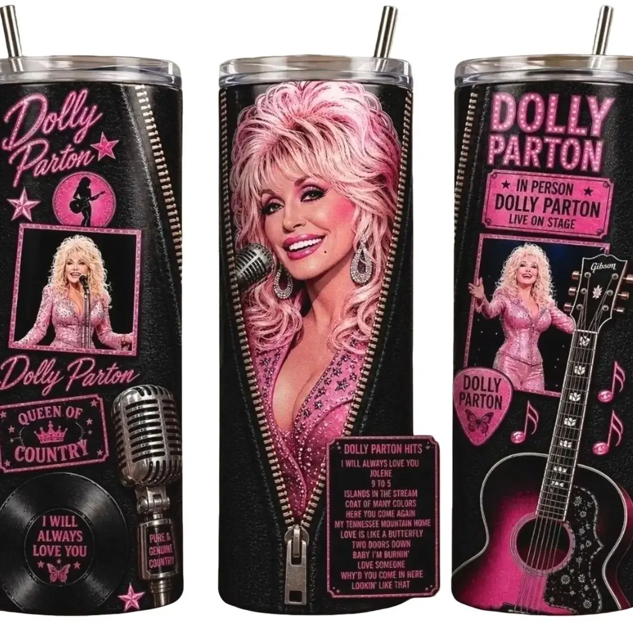 Dolly Parton 20oz 30oz 40oz Tumbler, Country Music Fan Gift, Insulated Stainless Steel Cup