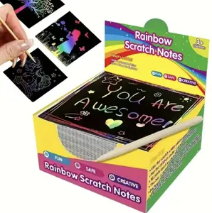 Rainbow Scratch Paper Art Crafts Mini Notes Kids Gifts 4 5 6 7 8 9 10 Years Old Girls Boys Students Teens Classroom Prizes School Supplies Birthday Party Travel Toys Gifts