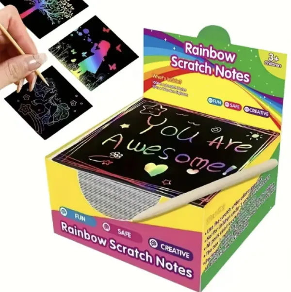 Rainbow Scratch Paper Art Crafts Mini Notes Kids Gifts 4 5 6 7 8 9 10 Years Old Girls Boys Students Teens Classroom Prizes School Supplies Birthday Party Travel Toys Gifts