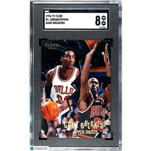 1996 Fleer Basketball Pippen Jordan #1 Game Breakers SGC 8