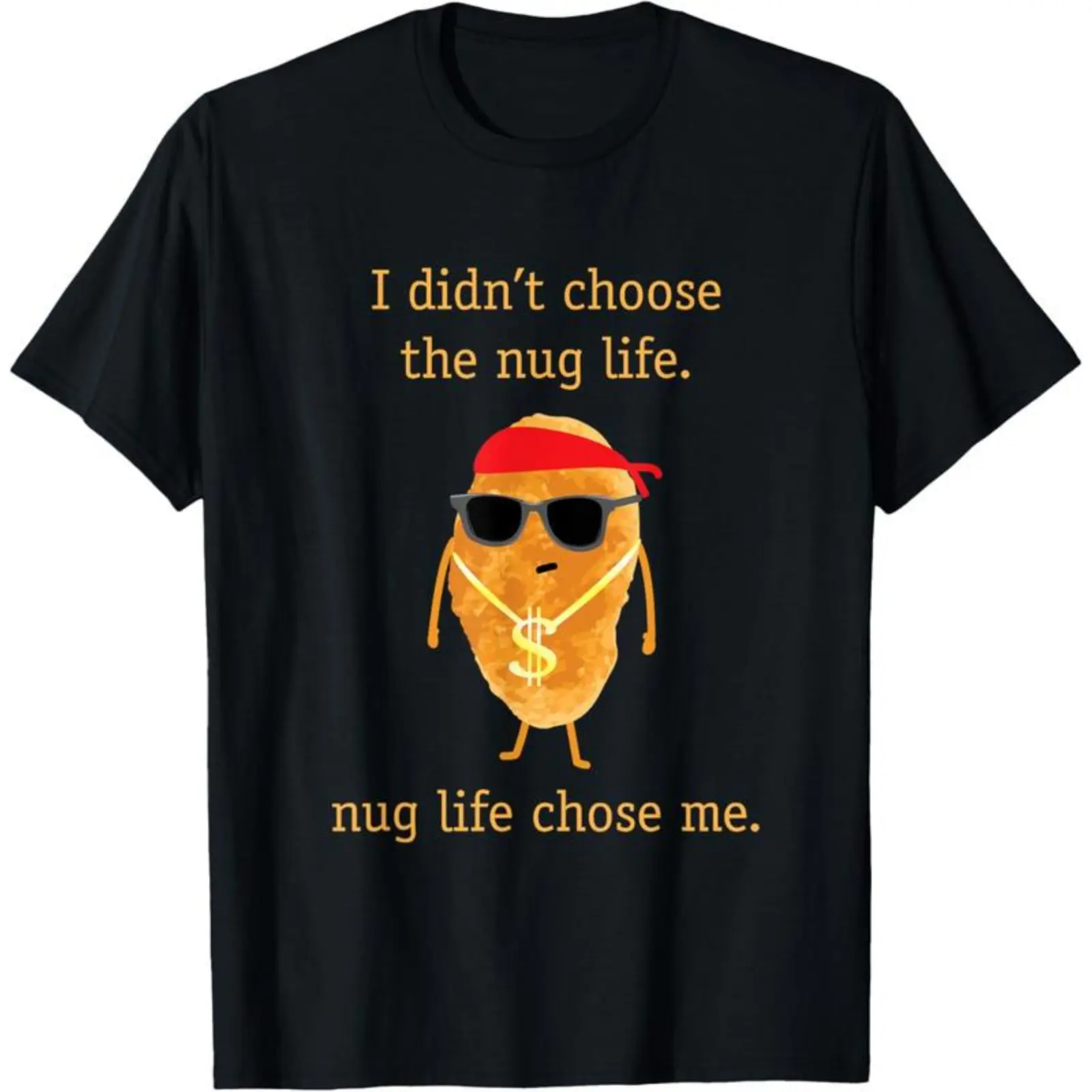 100% Cotton Funny Chicken Nugget Casual Short-Sleeve Round Neck Top, Nug Life Streetwear Sports Shirt, Shortsleeve, Unisex, Funny Print