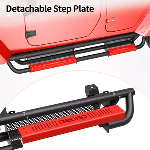 YITAMOTOR 6 inch Drop-Down Running Boards Compatible with 2007-2018 Chevy Silverado/GMC Sierra 1500 Crew Cab & 2007-2019 2500/3500HD, Bolt-on Side Steps with Paintable Step Plates, Black & Red Nerf Bars - Truck Detachable Step