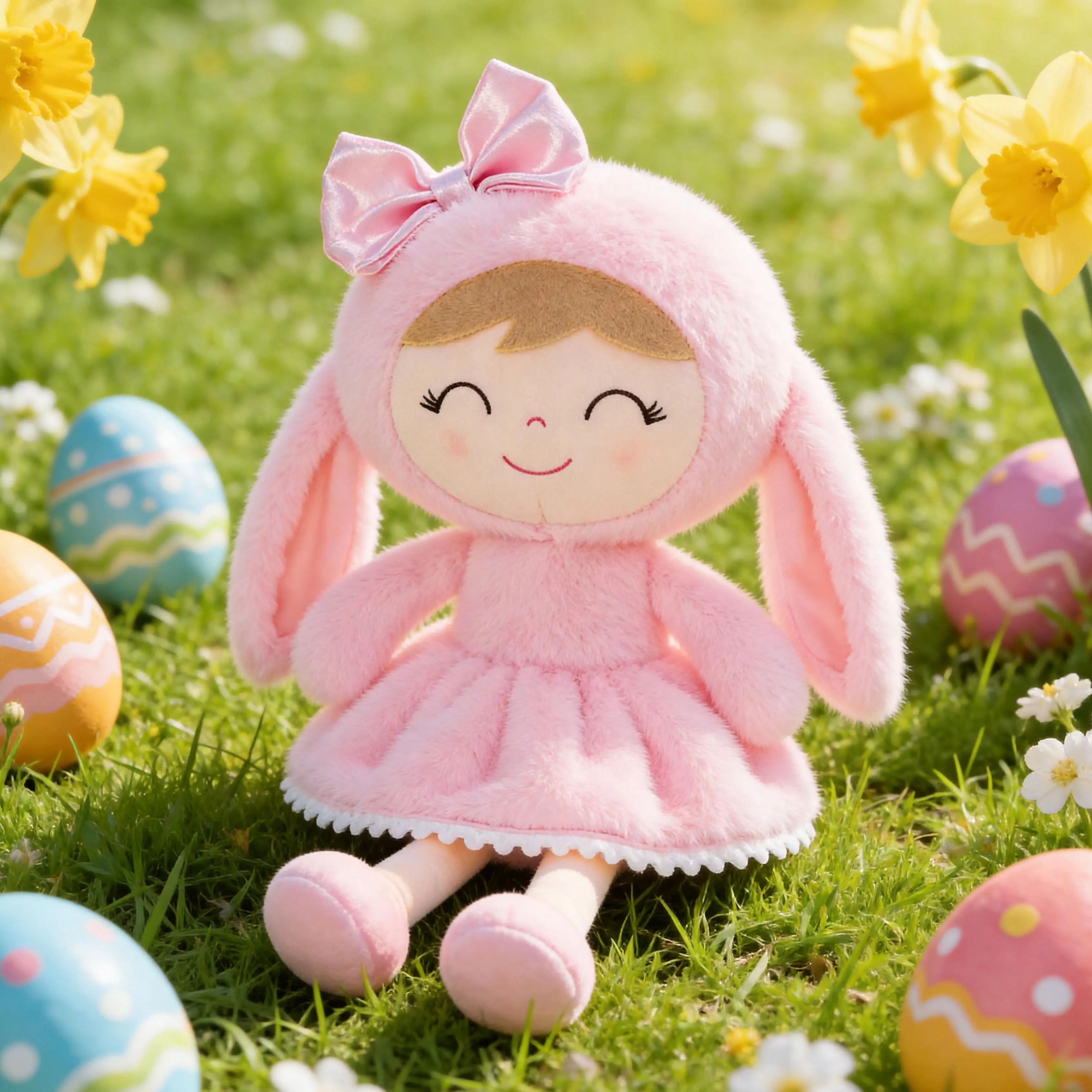 Easter Bunny Plush Bunny Doll Soft Baby Dolls Stuffed Rabbit Toy with Cute Long Ears Perfect Birthday Gift Valentine Present for Girls Toddlers 0 6 Years Must Have Cuddle Doll Playtime Nursery Bedroom Decor Easter Surprise Collectible Kids Gift
