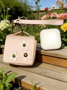 Boho Style Floral Mini Wireless Earphone Case, Portable Keychain Coin Purse, Cute Practical Gift, All Seasons Accessory
