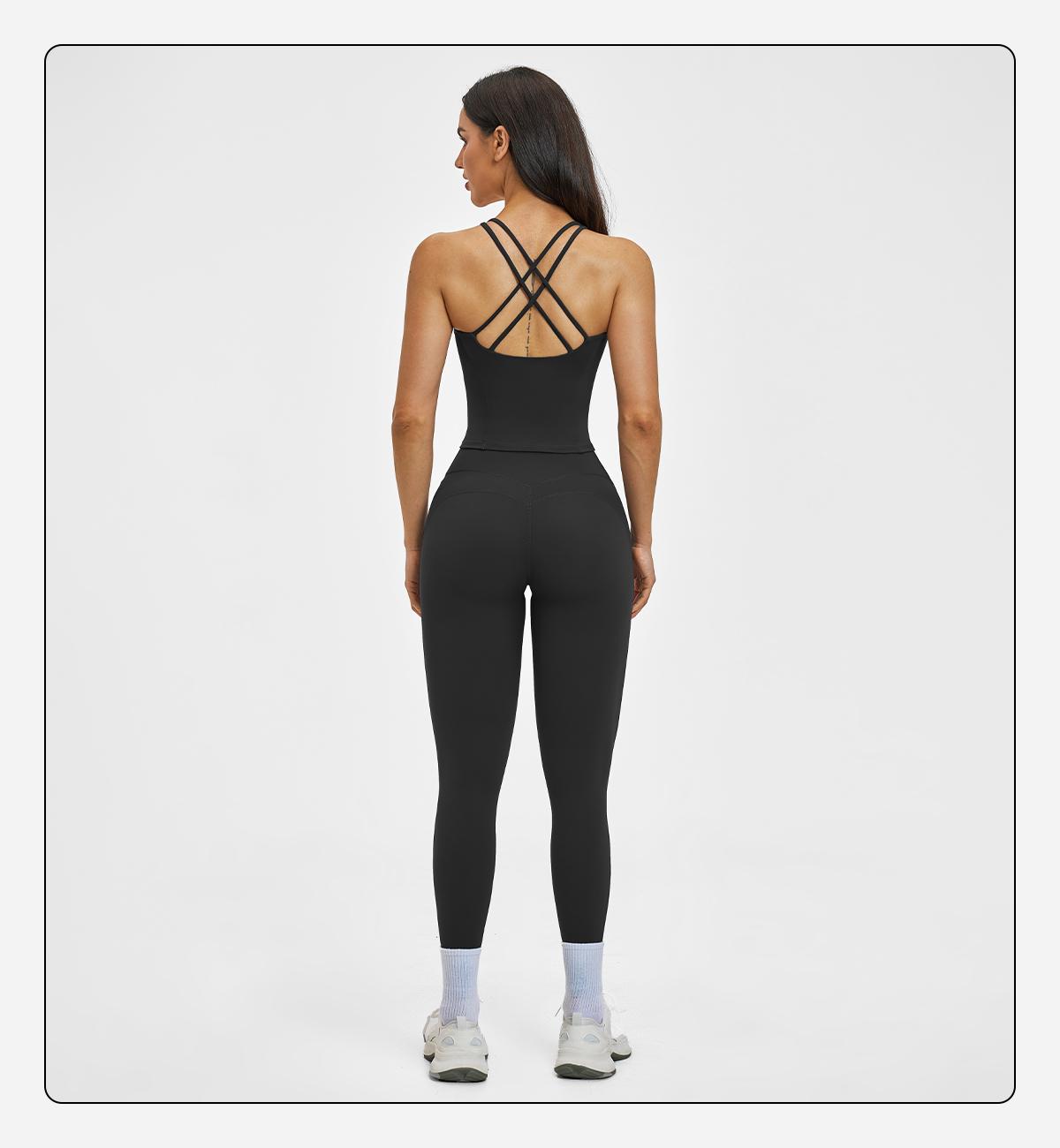 MFVIM Women’s Spring/Summer Fuzzy Sports Set – Crossback Design, Premium Feel Fitness Outfit for Outdoor Casual Running and Yoga