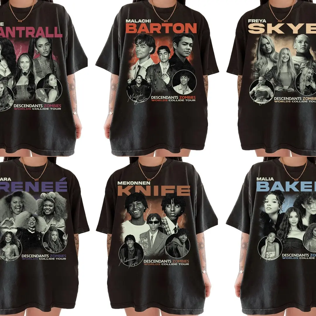 Custom Descendants Zombies Tour Shirt, Collide Tour T-Shirt, Malachi Barton Freya Skye Dara Renée Cast Tee