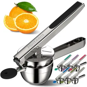 Stainless Steel Lemon Juicer Heavy-Duty - Silicone Grip Handle for Max Extraction | Breakfast Smoothie Cocktail Making Must-Have