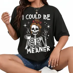 Unisex Fitted Streetwear T-Shirt, Vintage Funny Skeleton Graphic Print, Round Neck Short-Sleeve Top, Casual Everyday Sports & Outdoor Wear