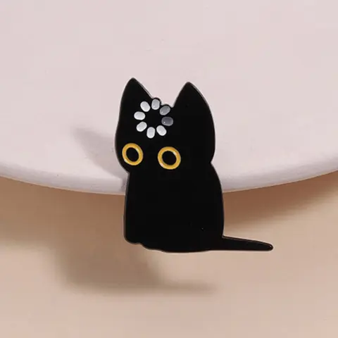 Thoughtful Cat Fun Brain Teaser Badge, Large Eye Staring Expression Design, Daily Mood Expressions Accessory for Cat Lovers, Fashion Accessory, Alloy Brooch Pin, Brooch Pin, Lapel Pin, Brooch Clip