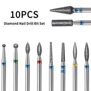 10pcs Nail Drill Bit Set – Multifunctional Diamond Ceramic Grinding Bits, Cuticle Remover, Manicure & Pedicure Set, Nail Art Tools, Tungsten Steel Nail Drill Bits for Gel Removal and Nail Care