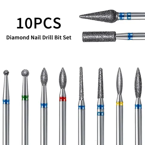 10pcs Nail Drill Bit Set – Multifunctional Diamond Ceramic Grinding Bits, Cuticle Remover, Cosmetic Manicure & Pedicure Set, Nail Art Tools, Tungsten Steel Nail Drill Bits for Gel Removal and Nail Care, Diy Manicure Supplies
