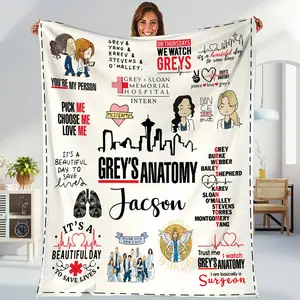 Personalized Grey's Anatomy Blanket | Meredith Grey Dr. Derek Blanket | It’s A Beautiful Day To Save Lives Throw Blanket for Bed Couch Sofa