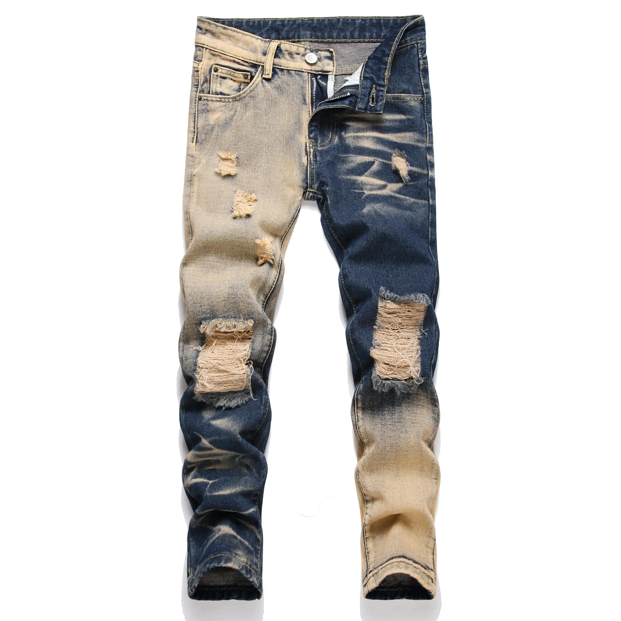Boy's Solid Color Fashionable Skinny Pants - Ripped Distressed Destroyed Washed Denim Jeans​